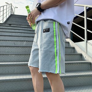 男夏款新款日系日色牛仔裤 潮流织带短裤休闲品714-2-913港图片