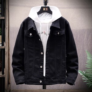 1404-3-S15-P65新款男修身进口休闲精品牛仔夹克衫男款潮b图片