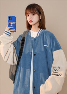 1404-1-S626-P90男女百搭新款港风夹克中性款外套休闲大码