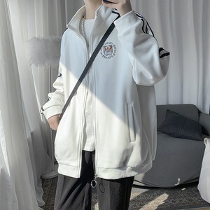 1404-1-s403-P40男纯棉 外套新款休闲情侣夹克款精品拉链衫F图片