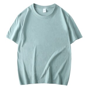 1404-2-T42-p15纯棉短袖男女t恤潮牌新款韩版宽松上衣,灰色阔腿短裤搭配图片