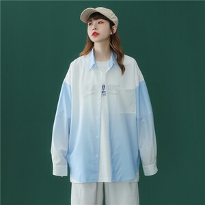 休闲男女装新品精品男女港风渐变衬衫1404-2-C26-P55F装图片