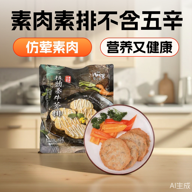 爱之素台湾素食养生牛蒡排纯素牛排素汉堡肉素牛扒蛋白素肉人造肉