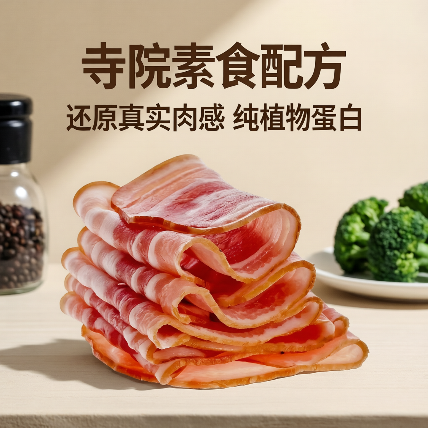 素培根绿祥园寺院素食佛家纯素素肉食材斋菜素菜冷冻早餐食品