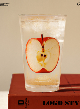 GrayHill创意水果印花玻璃水杯ins牛奶果汁翻口冷饮杯小众咖啡杯