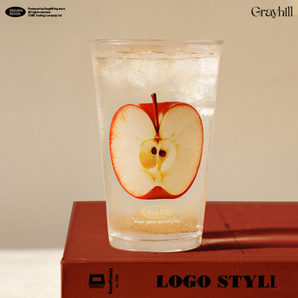 GrayHill创意水果印花玻璃水杯ins牛奶果汁翻口冷饮杯小众咖啡杯