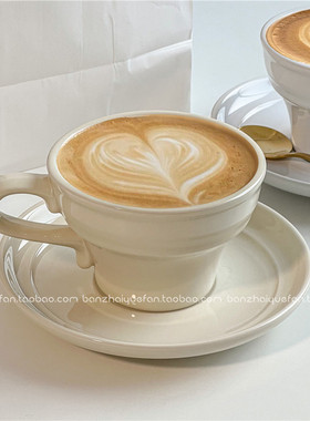 欧式ins中古陶瓷咖啡杯碟精致下午茶红茶杯高级仪式感简约拿铁杯