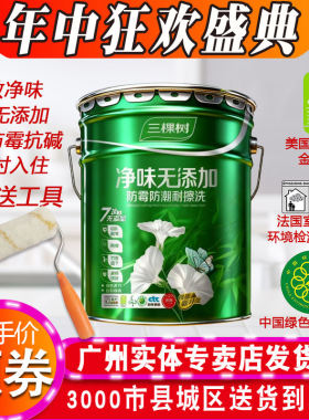 三棵树漆净味防霉防潮墙面漆乳胶漆白色哑光内墙油漆涂料水漆20kg