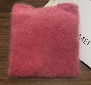 专柜订单款 拉绒圆领一线成衣康赛妮纱线100纯山羊绒针织衫毛衣女