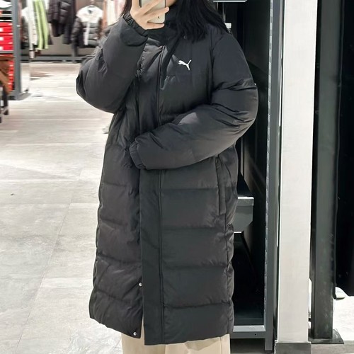 Puma彪马加厚保暖简约长款羽绒服黑色男女运动休闲防风外套685322