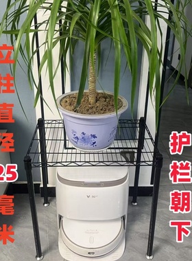 厨房置物架黑色线网落地一 层微波炉架扫地机器人收纳架阳台花架