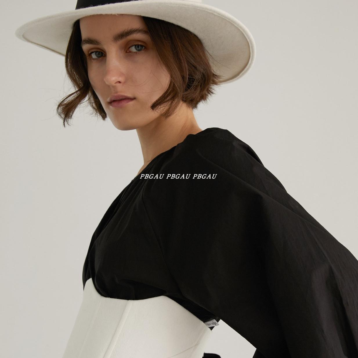 羊毛呢帽平沿白色英伦秋冬礼帽