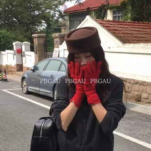 PBGAU 秋冬英伦复古羊毛药盒帽 pillbox hat 圆顶无檐法式小礼帽