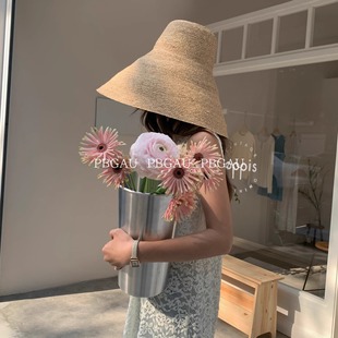 歐美大檐拉菲草度假草帽法式 復古戶外遮陽防曬帽女 春夏新款 PBGAU