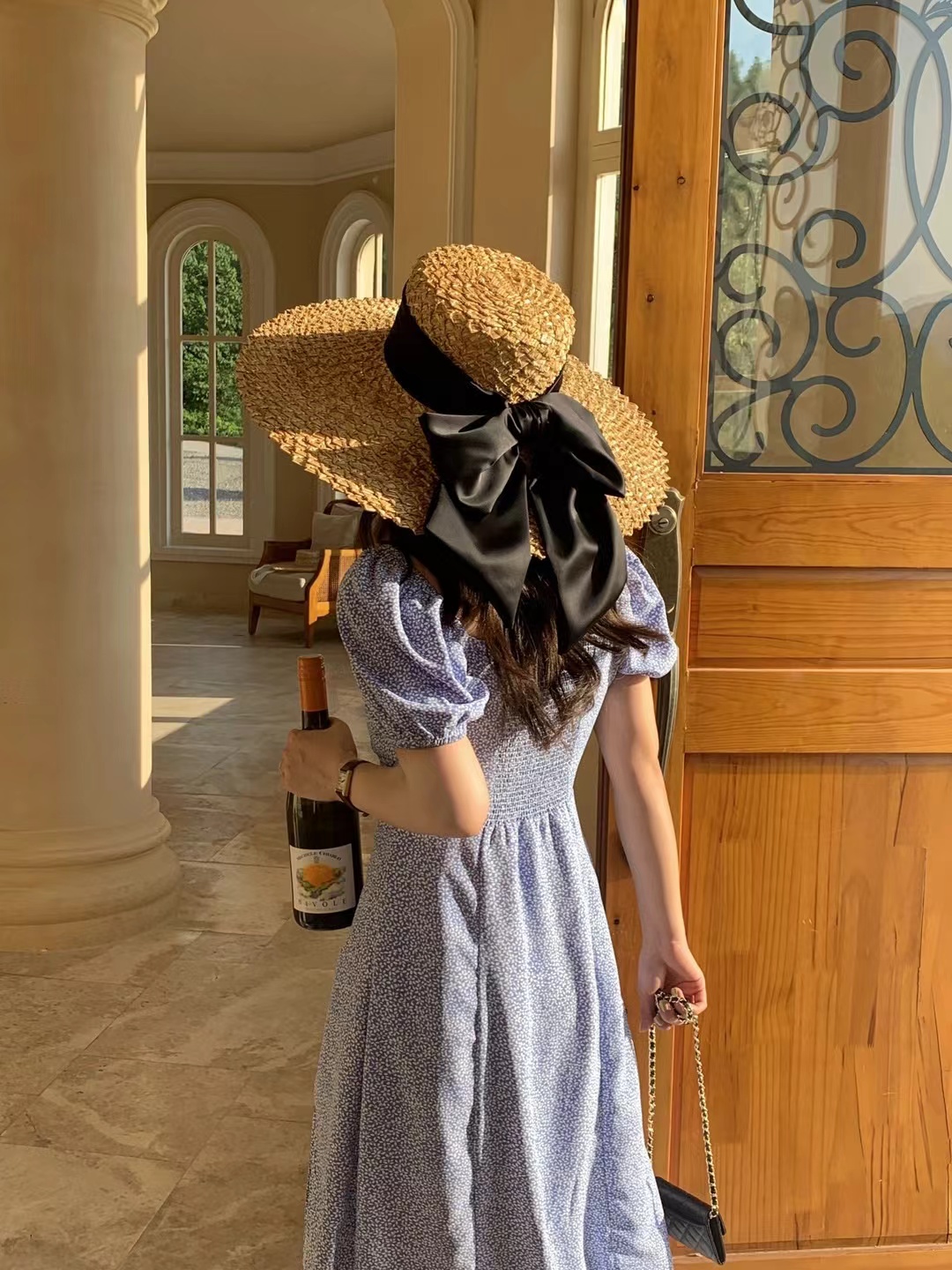 草帽沙滩法式春夏大檐编织防晒帽