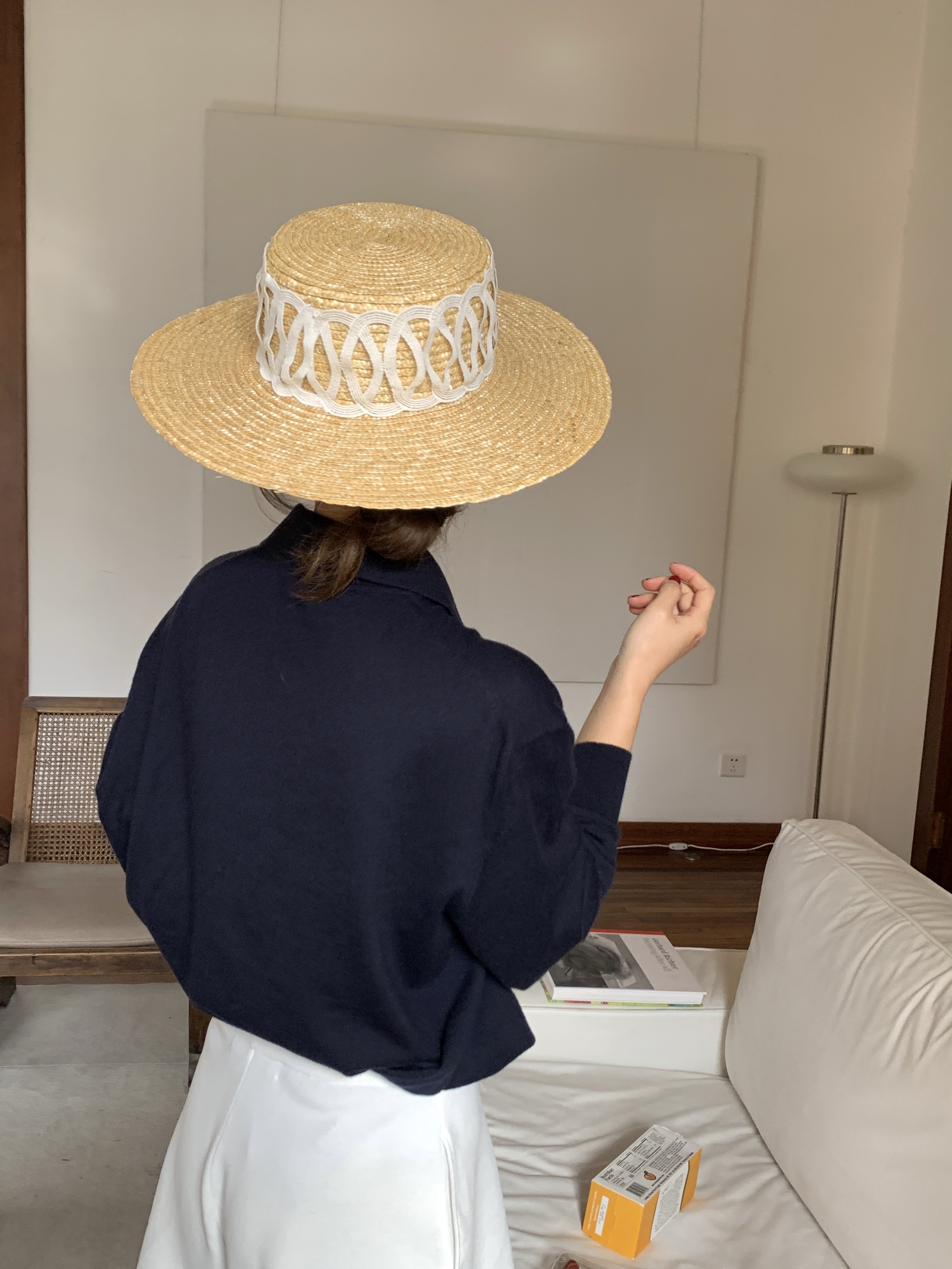 平檐草帽沙滩法式女春夏遮阳帽