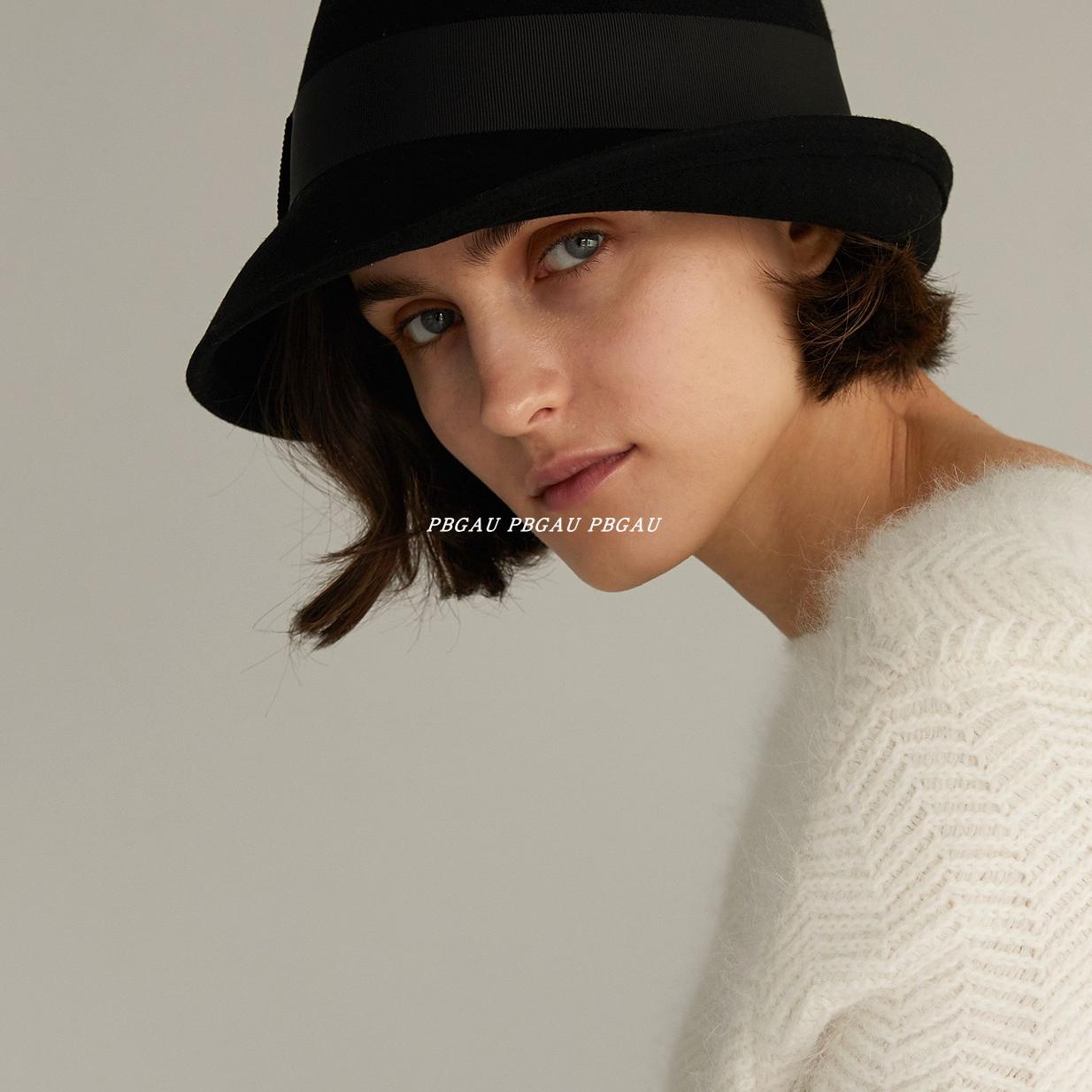 出游礼帽羊毛赫本秋冬圆顶毛呢帽