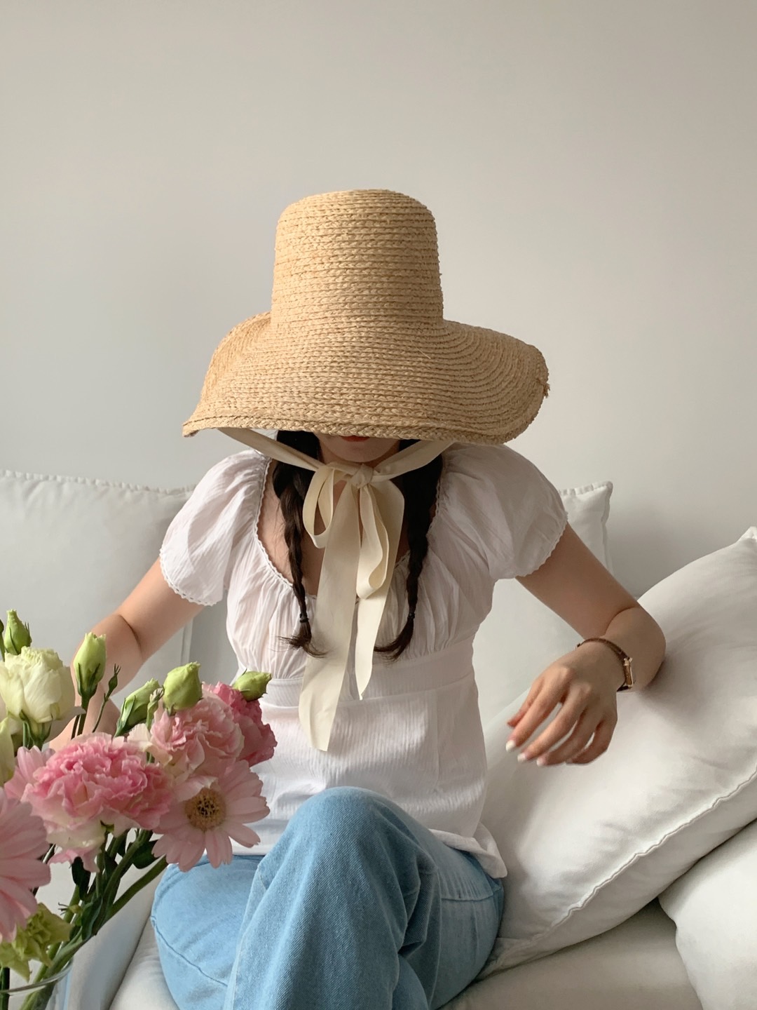 遮阳草帽度假复古春夏宽檐手工帽