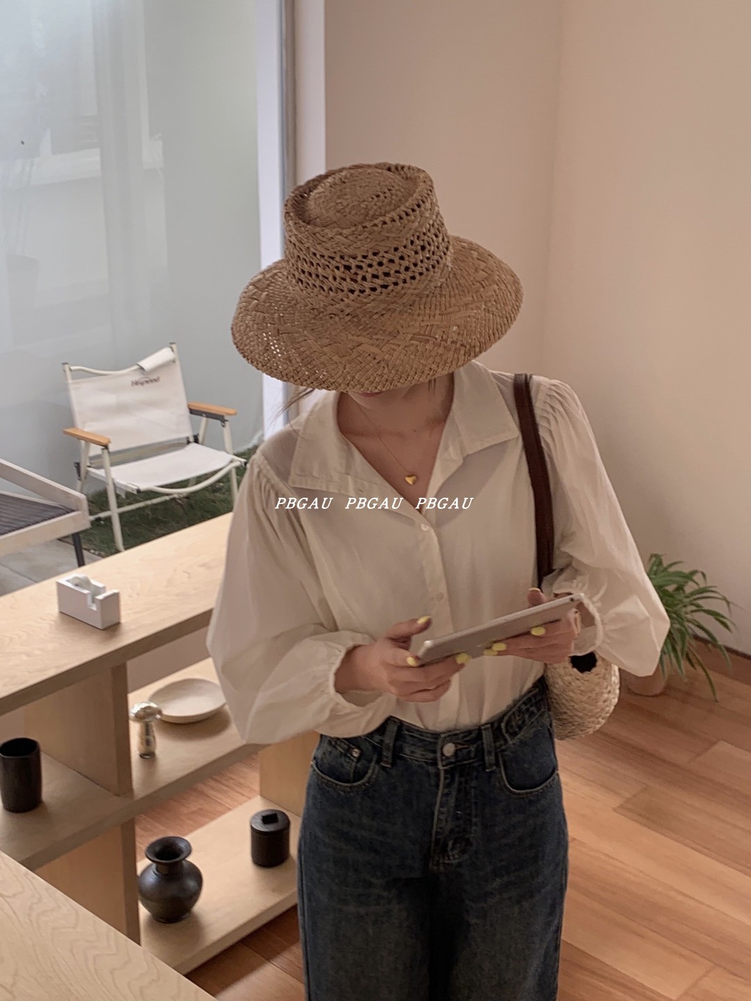 春夏新款手编法式复古遮阳草帽女