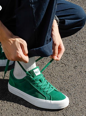 朋蛇 森林绿翻毛皮耐磨运动低帮休闲减震男女情侣ins专业滑板鞋dc