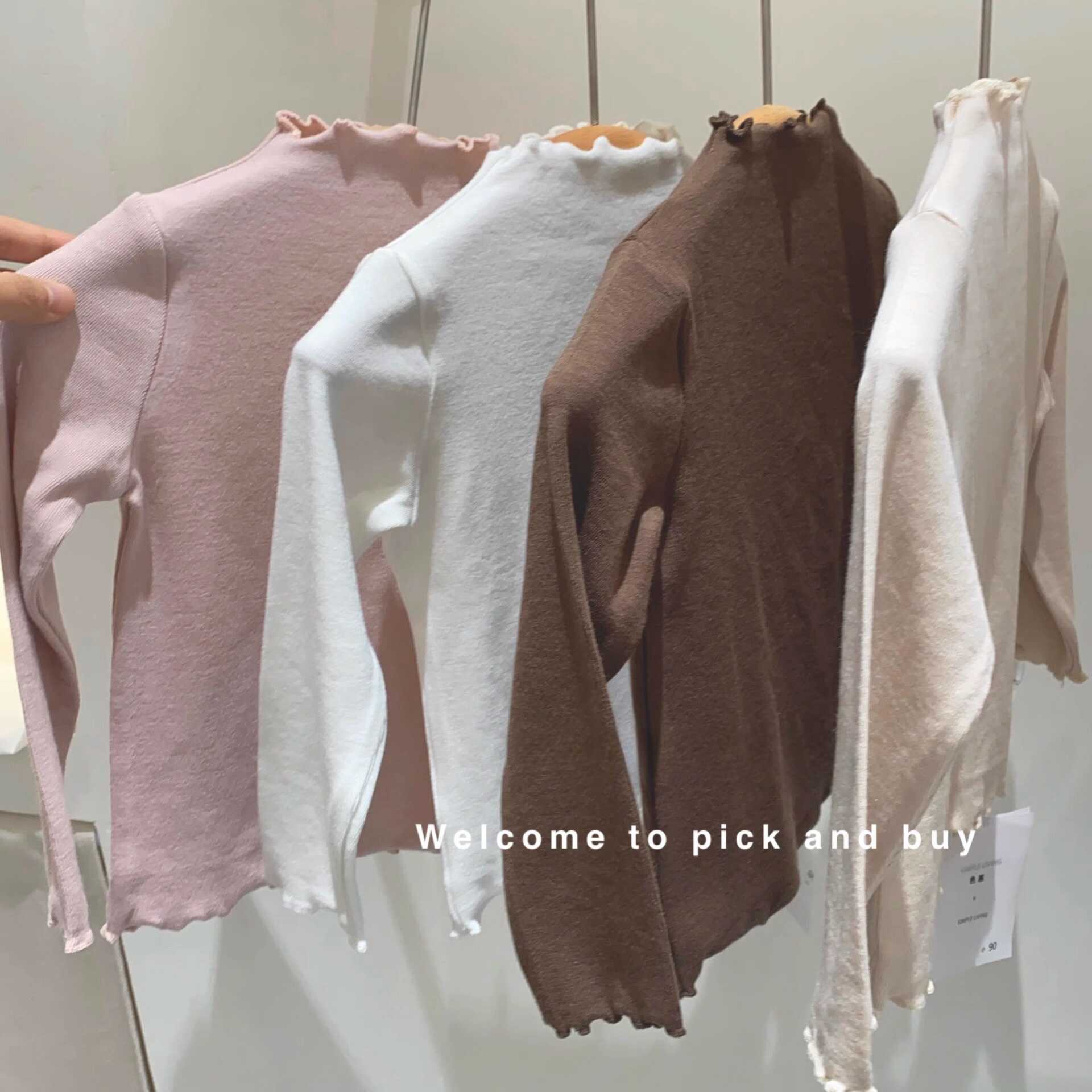 秋冬德绒上衣韩版女童软糯甜美长袖T恤韩国童装儿童木耳边打底衫