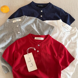 男童纽扣中小童时尚 儿童短袖 打底 韩版 新款 T恤POLO衫 上衣百搭夏季