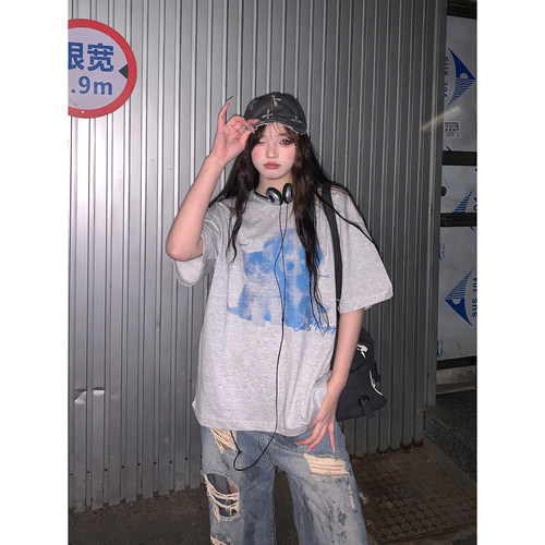 猫狗印花短袖T恤男女显瘦短袖t恤