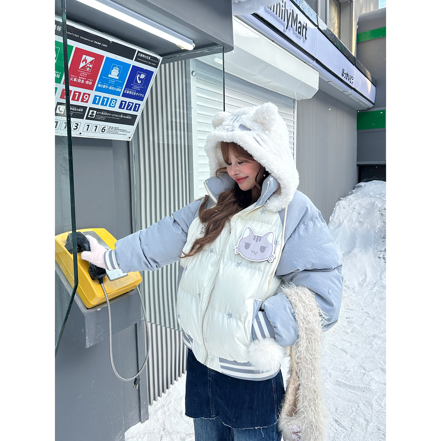 猫咪魔术贴棉服加厚显瘦外套棉衣