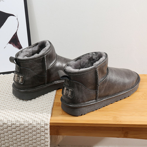 皮毛一体雪地靴棉鞋防水面包鞋