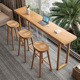 北欧简约实木吧台桌家用阳台高脚桌靠墙长条桌咖啡厅酒吧桌椅组合