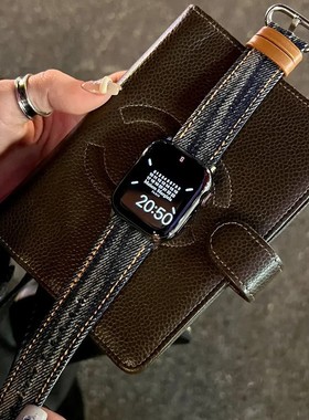 苹果手表表带男款复古牛仔冬天适用applewatchsS11S10S98ultras32