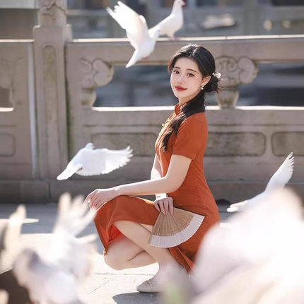 新中式旗袍新款2024女夏季改良年轻款气质高端高级感素雅刺绣长款