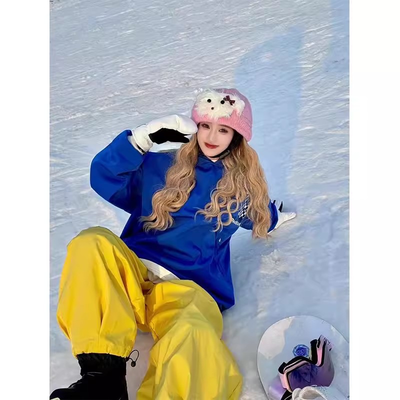 加绒兔子卫衣防水滑雪服套装男女美式设计感户外防风保暖雪地裤子