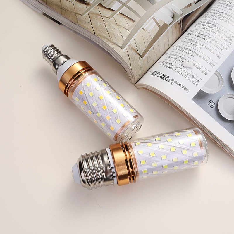 led灯泡节能灯E14小螺口E27玉米灯家用超亮吊灯光源三色变光