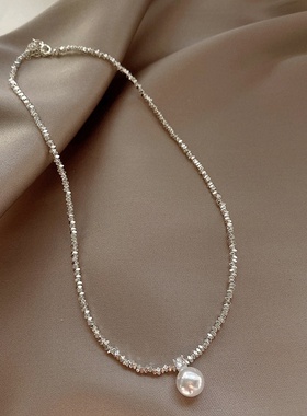 轻奢小众设计碎银子珍珠项链女气质高级感锁骨链百搭爆款颈链配饰