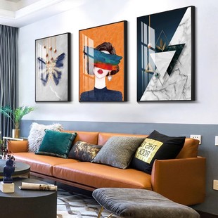 现代简约家居客厅装饰画三联画轻奢晶瓷画镶钻壁画沙发背景墙挂画