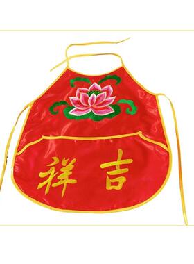 带口袋刺绣花吉祥肚兜童子兜还愿