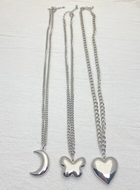 欧美风月亮爱心蝴蝶百搭短款项链