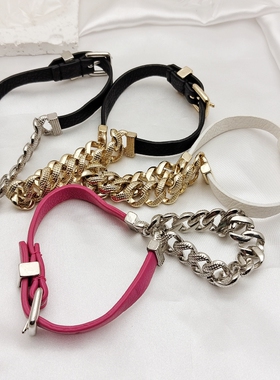 女合金皮质欧美双层手链小众
