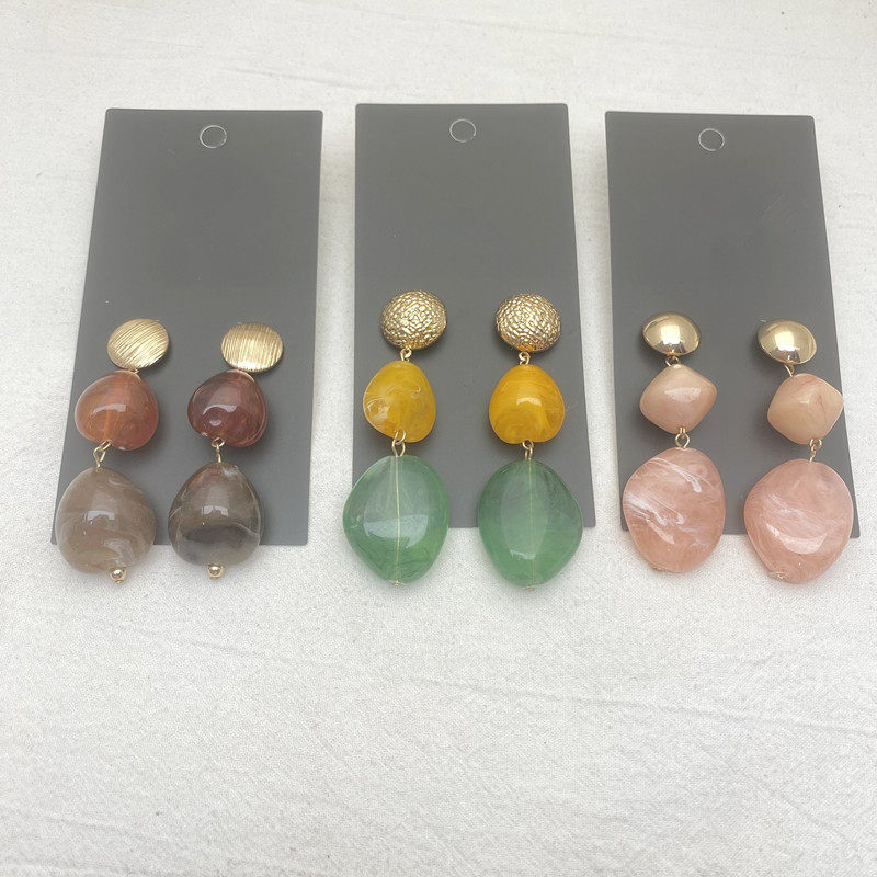 青岛饰品时尚百搭小清新糖果色耳钉女彩色不规则几何造型耳饰