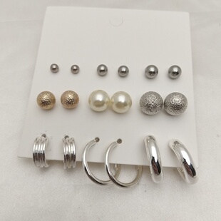 青岛饰品欧美风小众设计多件套组合套装简约气质百搭耳钉耳饰女