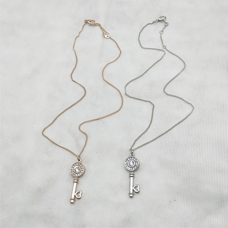 欧美原单满钻钥匙简单短款饰品