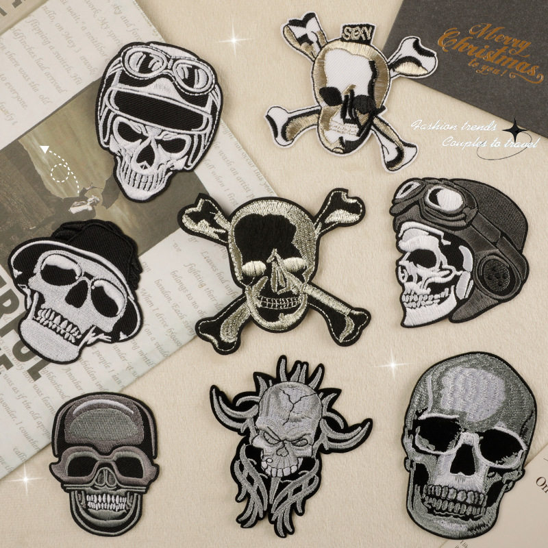 电脑绣花标骷髅鬼头创意个性刺绣大号补丁羽绒服牛仔裤装饰破洞贴