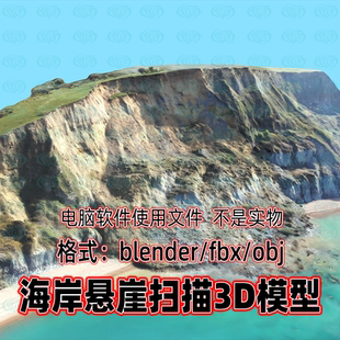 blender大型海岸沙滩岩石峭壁悬崖山脉山体地形扫描3d模型3dmax