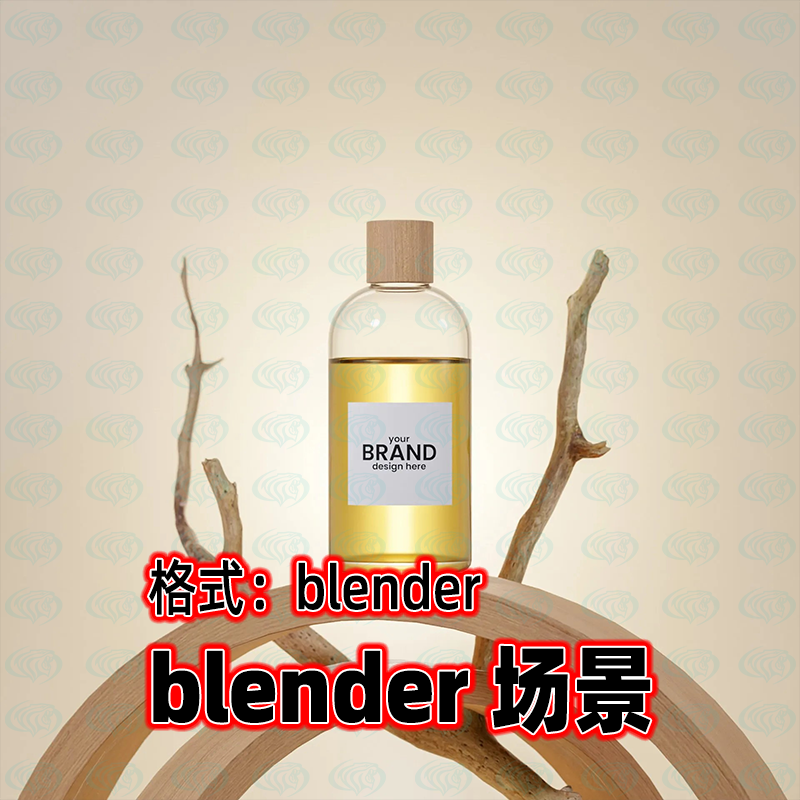 blender玻璃瓶样机场景枯树木纹背景3D模型渲染灯光三维场景工程