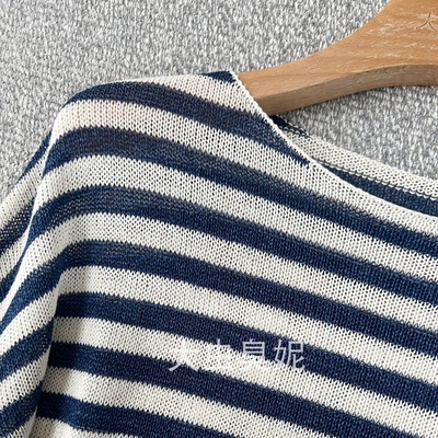 人在衣中晃的时髦！韩单 定织纱线 超显瘦慵懒宽松条纹衫女25夏