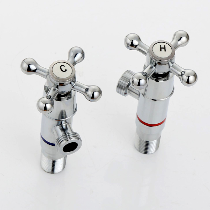 欧式三角阀冷热水通用梅花手轮复古角阀银色古典马桶阀万向角阀