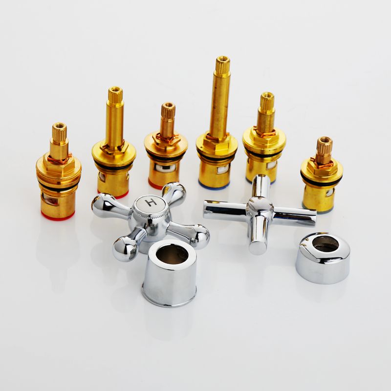 双把冷热水龙头开关配件维修水龙头手柄阀芯手轮单冷梅花手轮配件