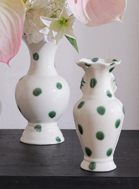 新中式陶瓷花瓶中古风插花高级感花器复古家居装饰品美学摆件