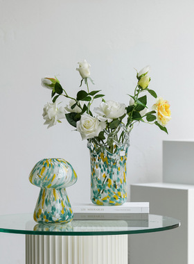 SoftHome北欧淡彩色斑点小口水培玻璃摆件创意家居软装花瓶插花